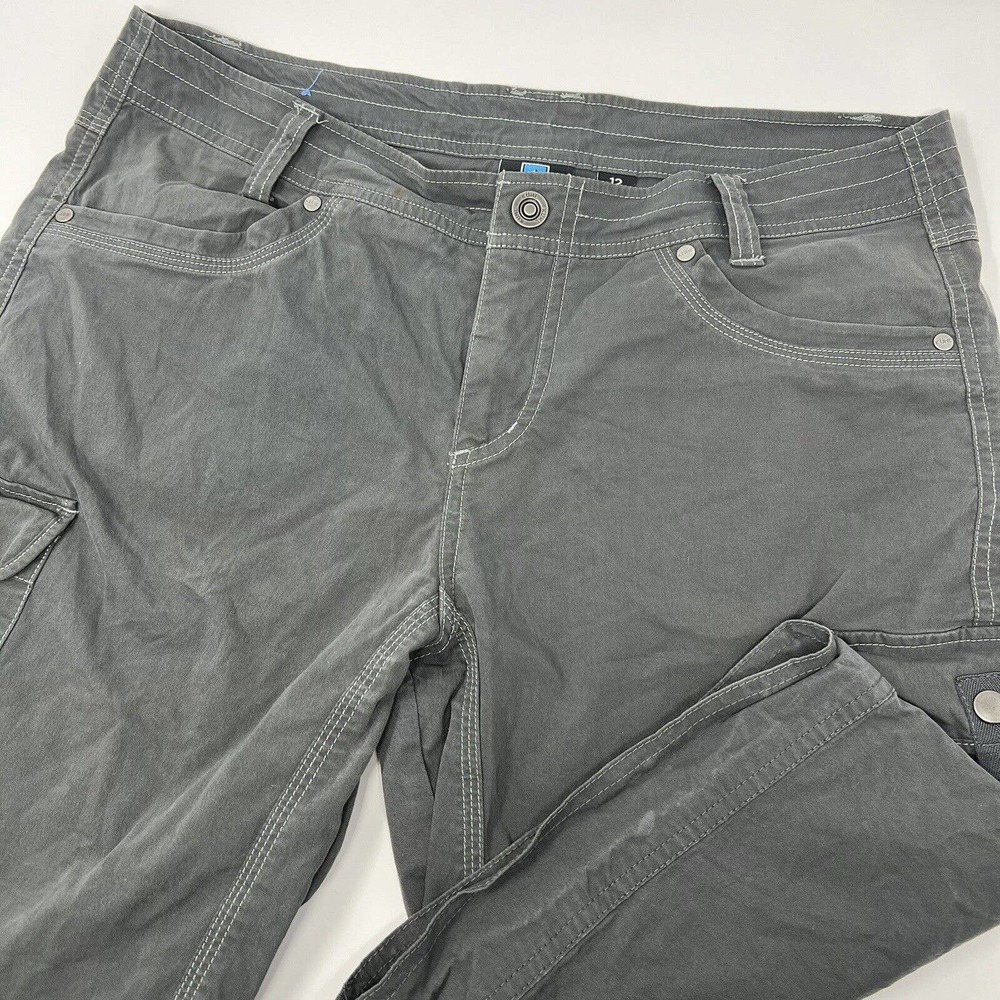 Kuhl Shorts Women’s Size 12‎ Gray Cargo Snap Pocket Hiking Cotton Nylon Blend